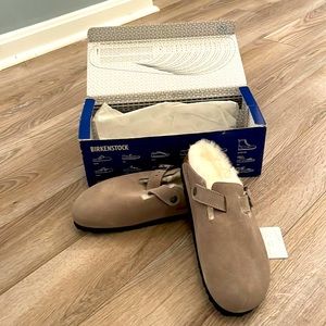 Fur lined Birkenstock clog